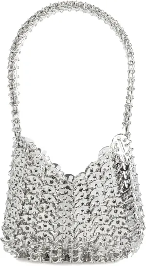 Women's Metallic Disc Party Handbag - Metal Sequin Top Handle Bag for Parties