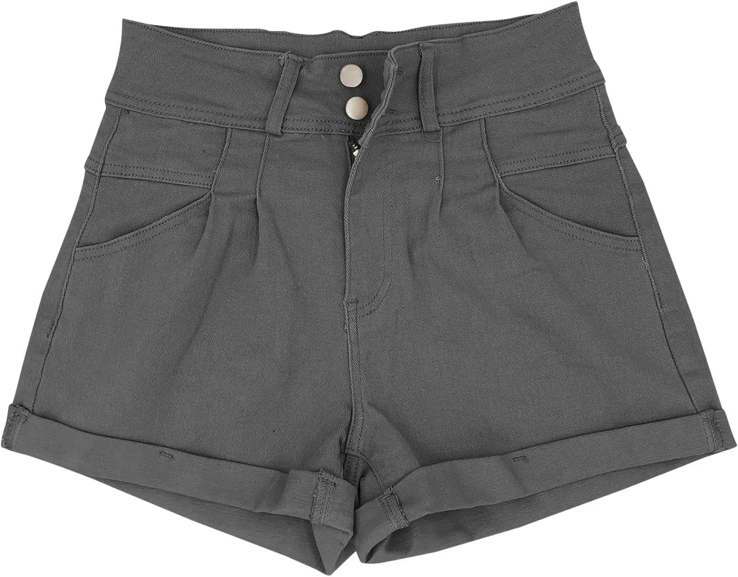Womens Relaxed Fit Casual High Waist Pocketed Denim Shorts