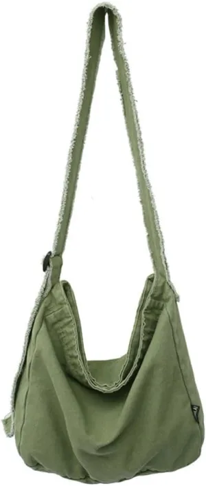 Women's Simple Canvas Shoulder Bag Purse Travel Messenger Bag Large Hobo Crossbody Bag Fashion Shopping Bag