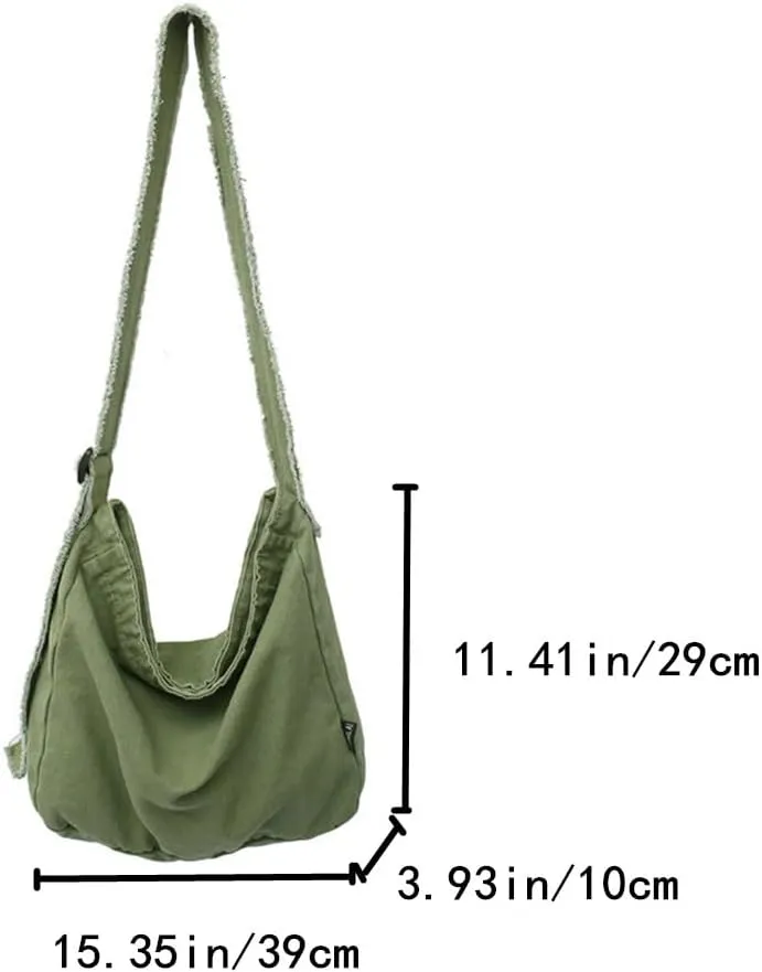 Women's Simple Canvas Shoulder Bag Purse Travel Messenger Bag Large Hobo Crossbody Bag Fashion Shopping Bag