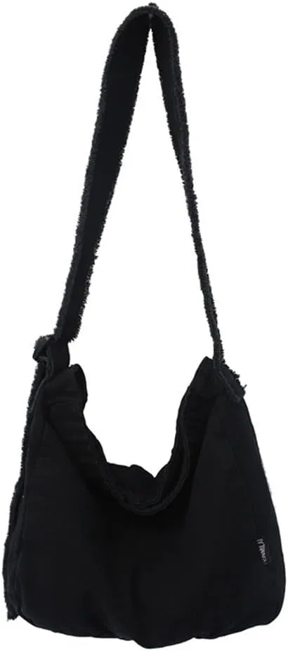 Women's Simple Canvas Shoulder Bag Purse Travel Messenger Bag Large Hobo Crossbody Bag Fashion Shopping Bag