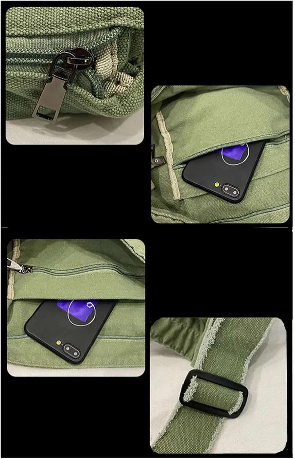 Women's Simple Canvas Shoulder Bag Purse Travel Messenger Bag Large Hobo Crossbody Bag Fashion Shopping Bag
