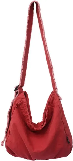 Women's Simple Canvas Shoulder Bag Purse Travel Messenger Bag Large Hobo Crossbody Bag Fashion Shopping Bag