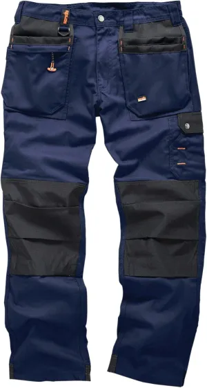 Worker Plus Black, Graphite Grey or Navy Work Trousers Hardwearing Trade Combat Cargo Men's Kneepad Workwear Pants (34" Waist x Regular Leg, Navy)