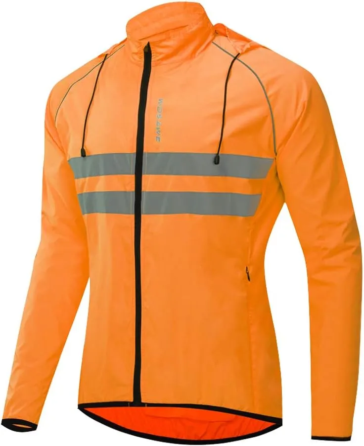 WOSAWE Packable Cycling Jacket Hooded Running Coat Lightweight Biking Windbreaker