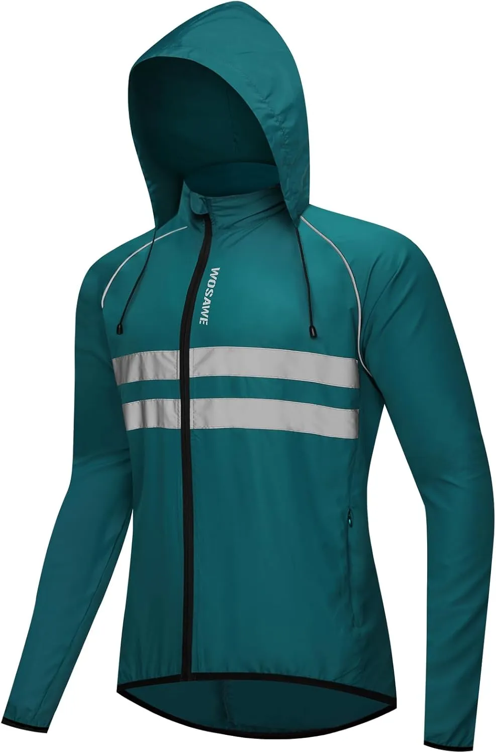 WOSAWE Packable Cycling Jacket Hooded Running Coat Lightweight Biking Windbreaker