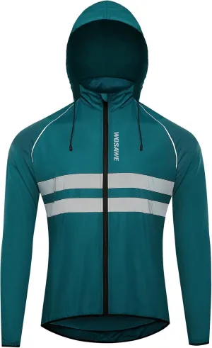 WOSAWE Packable Cycling Jacket Hooded Running Coat Lightweight Biking Windbreaker