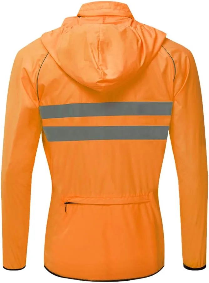 WOSAWE Packable Cycling Jacket Hooded Running Coat Lightweight Biking Windbreaker