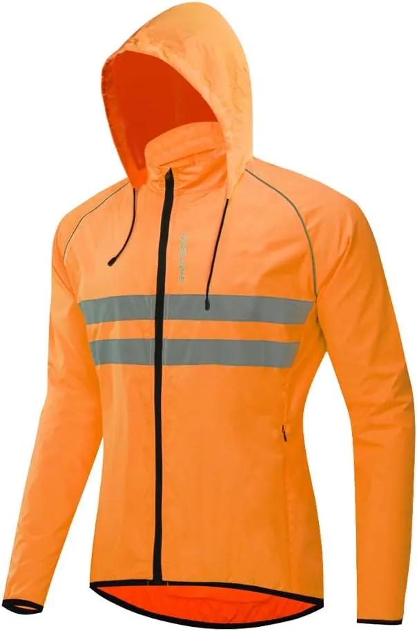 WOSAWE Packable Cycling Jacket Hooded Running Coat Lightweight Biking Windbreaker