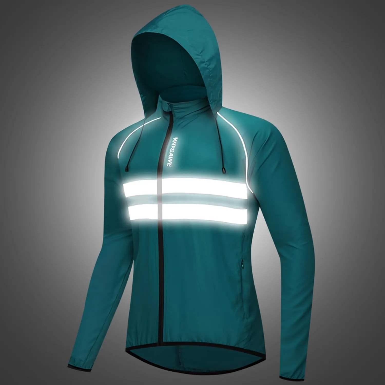 WOSAWE Packable Cycling Jacket Hooded Running Coat Lightweight Biking Windbreaker