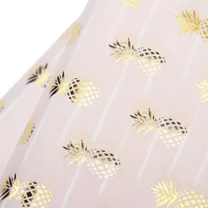 WRAPAHOLIC Gift Wrapping Tissue Paper - 25 Sheets 19.7x27.5 Inch Gold Foil Pineapple Pink Gift Wrap Paper Bulk for Packing, DIY Crafts