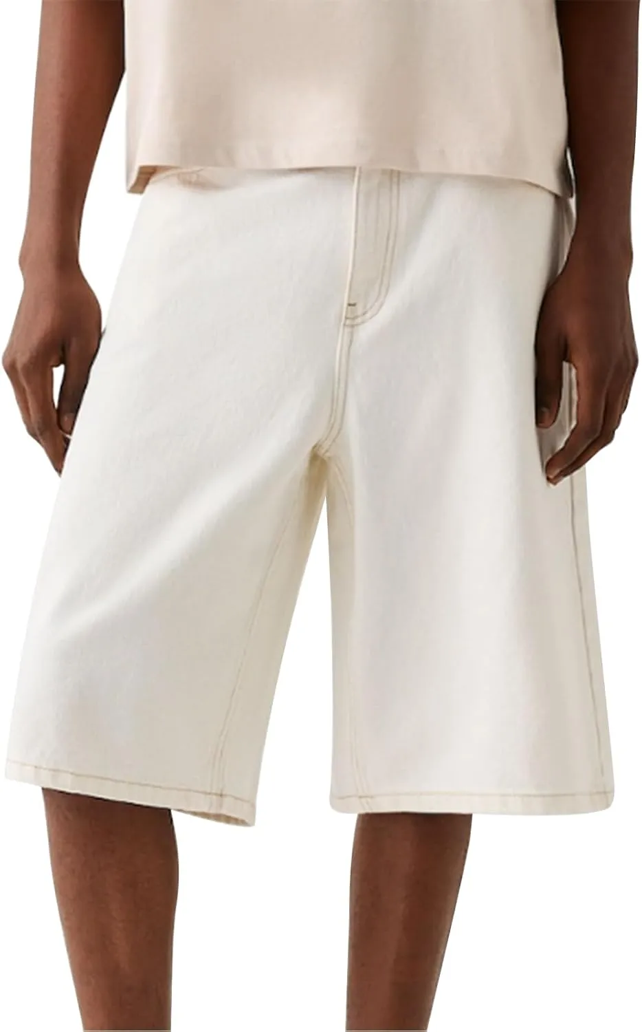 XBTCLXEBCO Mens Baggy Jean Shorts Relaxed Fit Wide Leg Denim Bermuda Shorts Casual Hip Hop Long Denim Shorts Streetwear