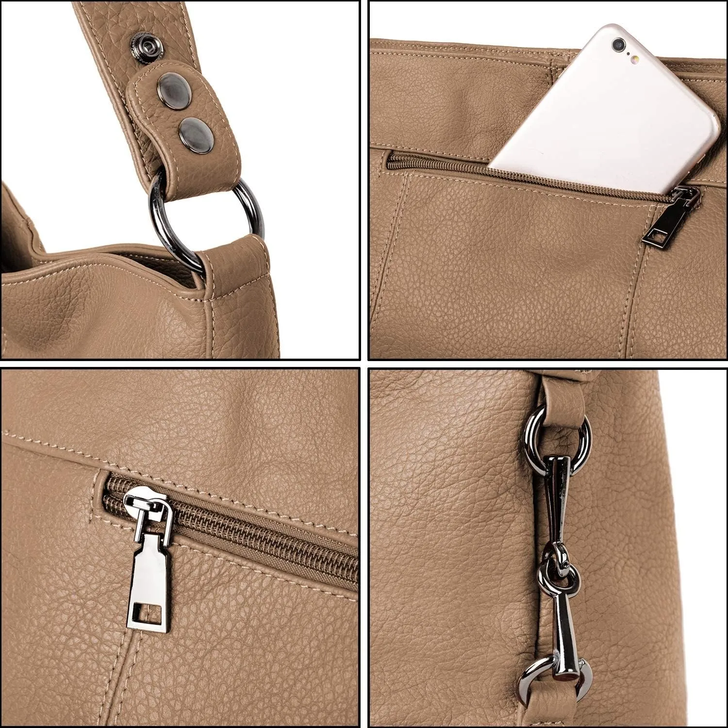 YALUXE Genuine Leather Shoulder Bags Stylish Hobo Handbags Purses Crossbody Bags for Women