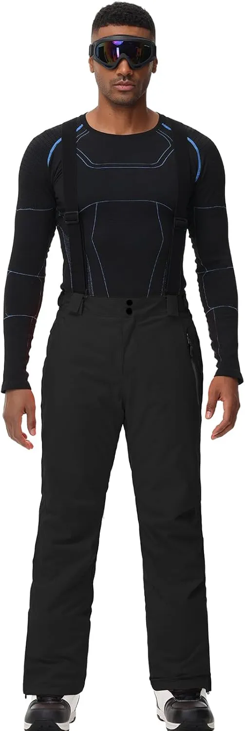 YEEFINE Men's Insulated Snow Ski Pants Waterproof Warm Winter Outdoor Snowboard Bibs with Suspenders
