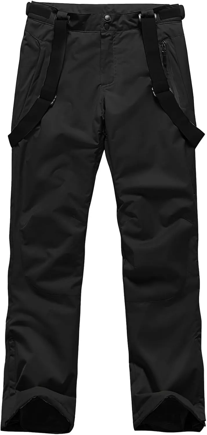 YEEFINE Men's Insulated Snow Ski Pants Waterproof Warm Winter Outdoor Snowboard Bibs with Suspenders