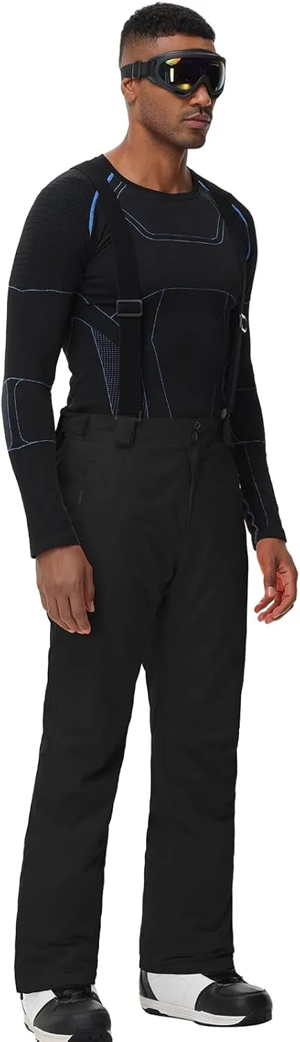 YEEFINE Men's Insulated Snow Ski Pants Waterproof Warm Winter Outdoor Snowboard Bibs with Suspenders
