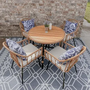 YITAHOME 5 Pieces Outdoor Patio Dining Table Chair Set,Wicker Patio Dining Set,Outdoor Rattan Dining Table Set for Patio, Backyard, Balcony, Garden (with Umbrella Hole)