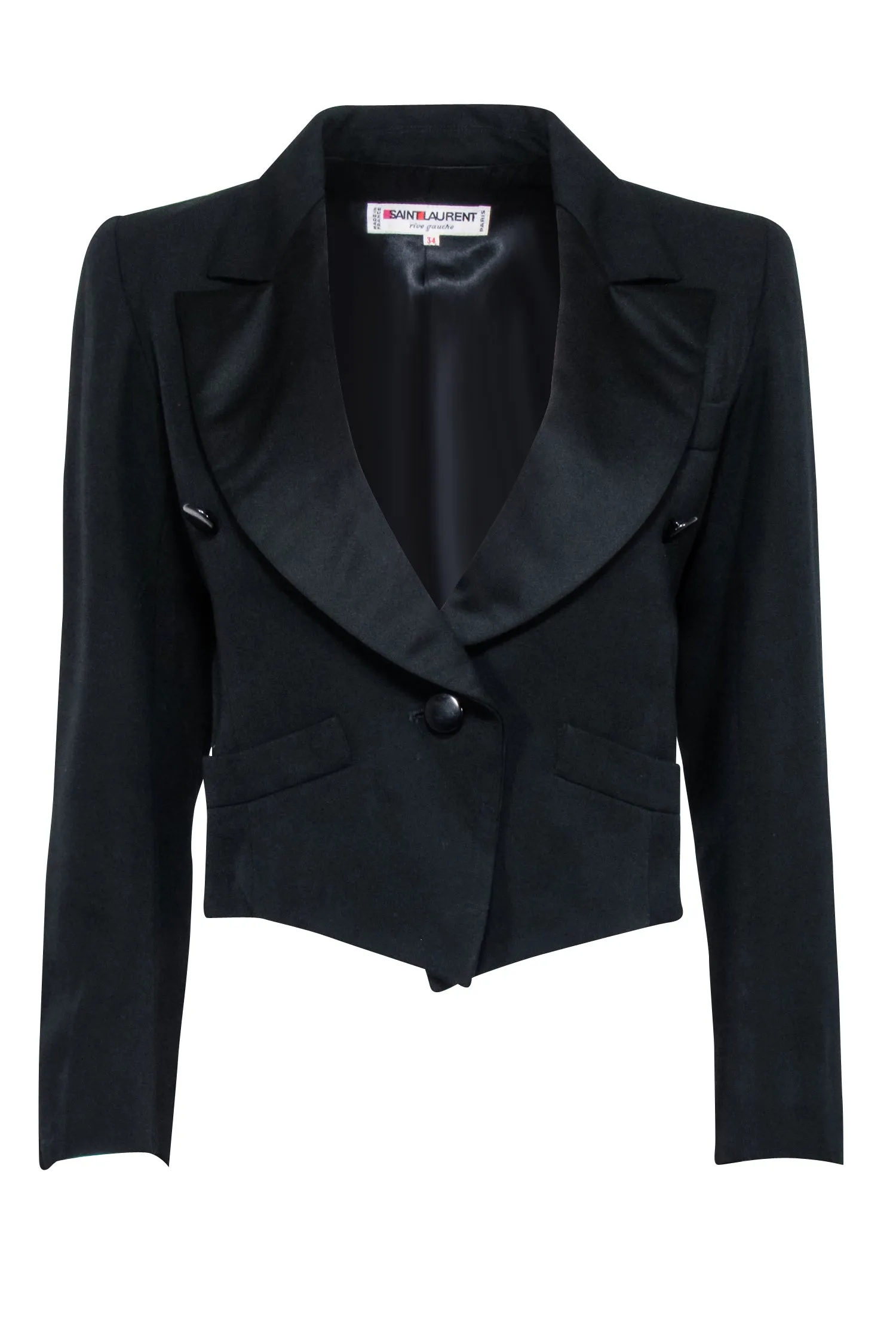 Yves Crop Risk-free returns Sz Ready-made selection Blazer - Saint Black Laurent 2
