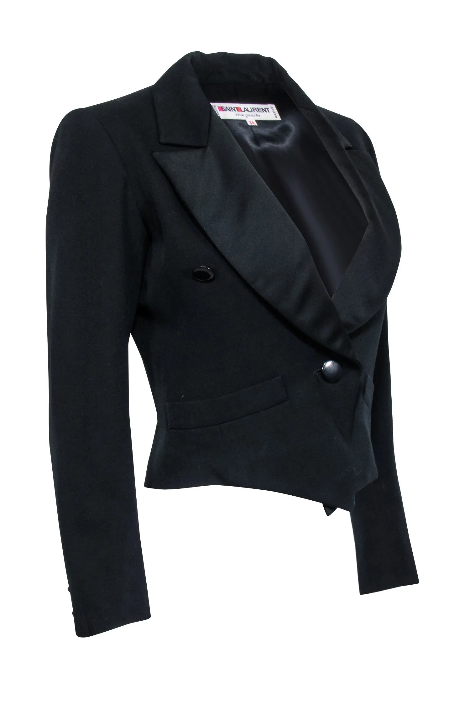 Yves Crop Risk-free returns Sz Ready-made selection Blazer - Saint Black Laurent 2