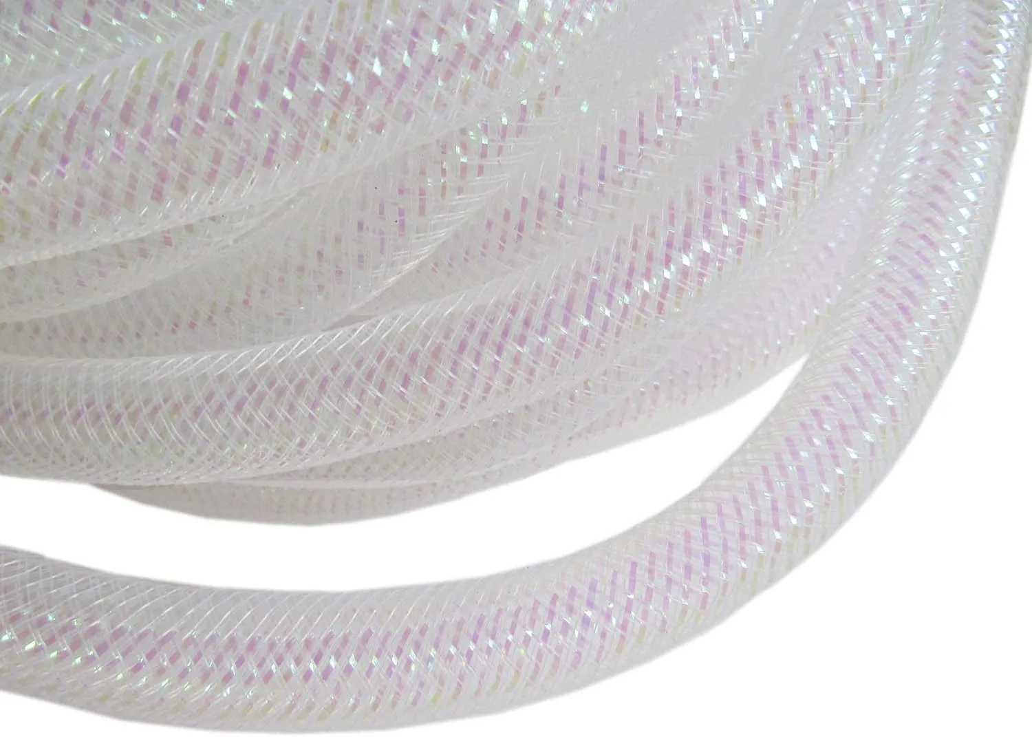 YYCRAFT One Roll 20 Yards Solid Mesh Tube Deco Flex for Wreaths Cyberlox CRIN Crafts 16mm 5/8-Inch (Shinny White)