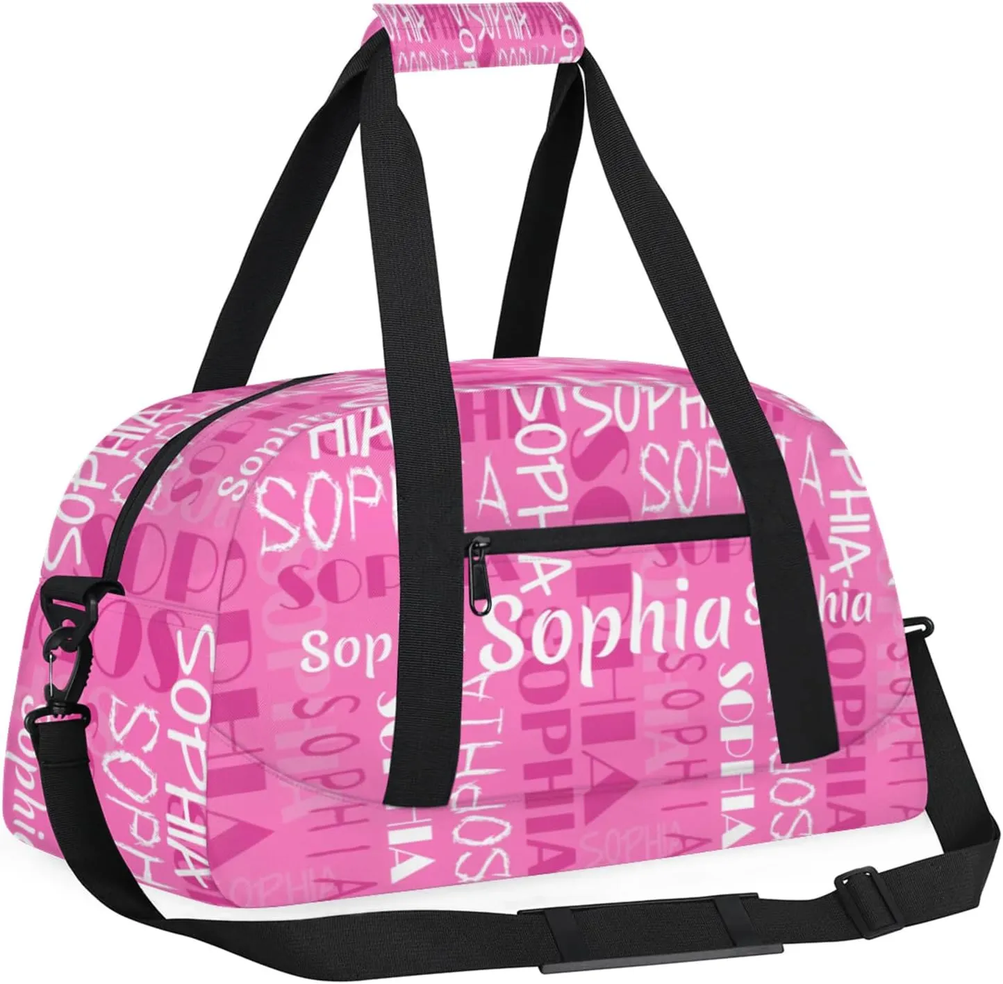 Yzrwebo Custom Name Gym Sport Bag, Personalized Duffel Travel Bag Customized Gymnastics Ballet Dance Bags Small Weekender Overnight Tote Bag for Gifts, Pink