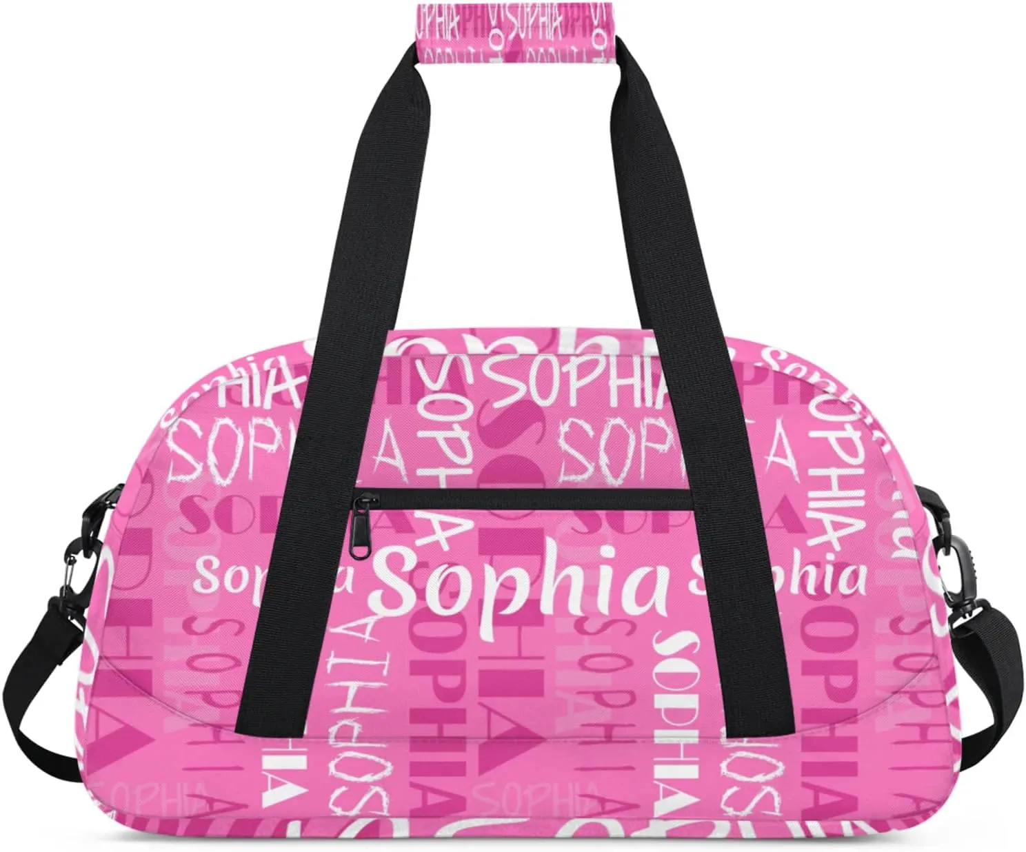 Yzrwebo Custom Name Gym Sport Bag, Personalized Duffel Travel Bag Customized Gymnastics Ballet Dance Bags Small Weekender Overnight Tote Bag for Gifts, Pink