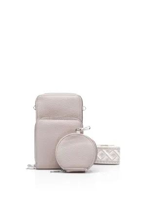 Zen Collection Tripple Pocket Smartphone Mini Crossbody Bag, Grey